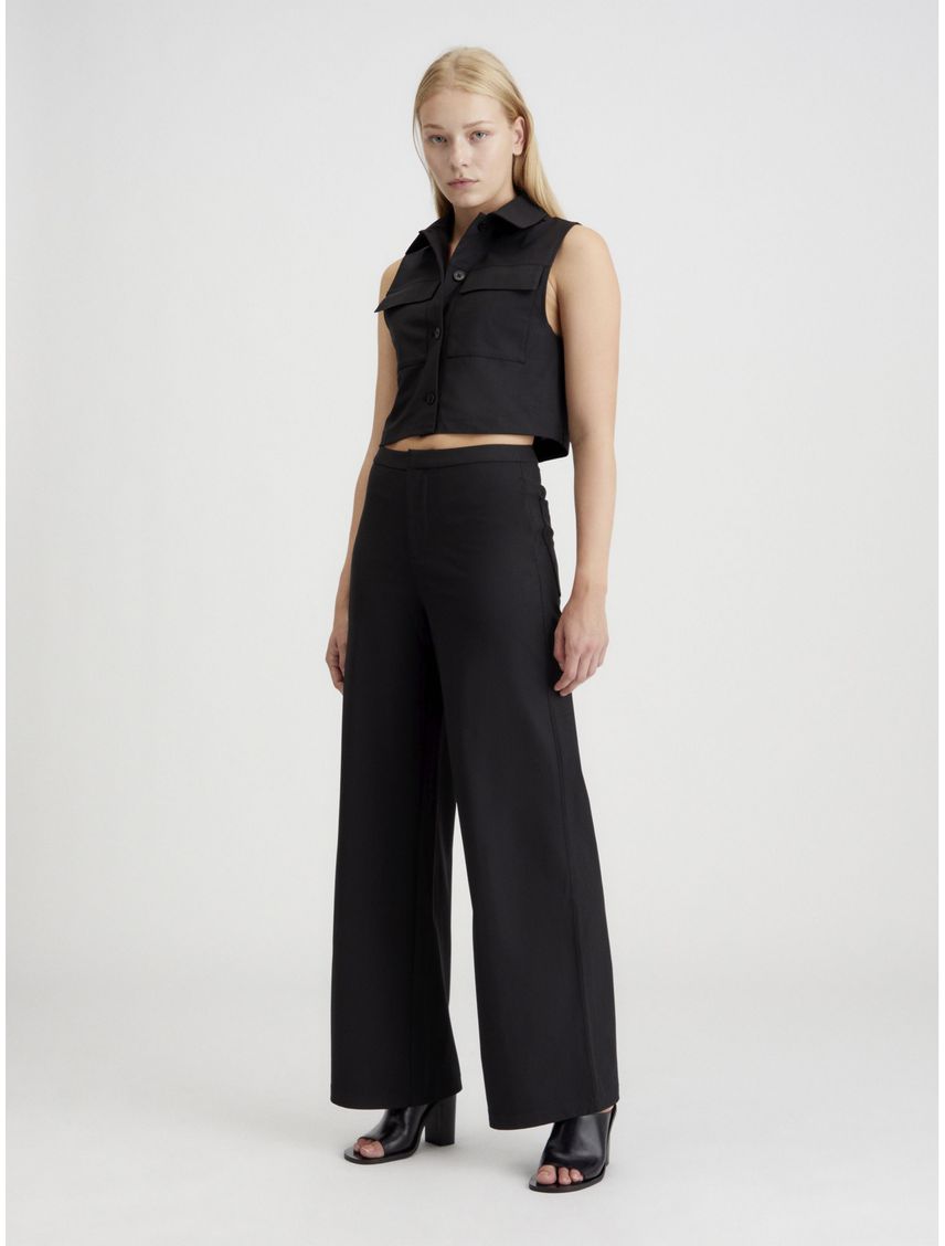 Pantalón negro de punto de pierna ancha