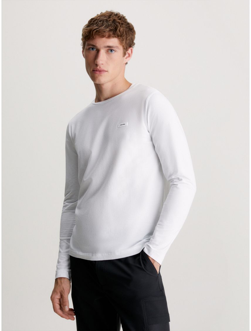 Camiseta blanca slim manga larga