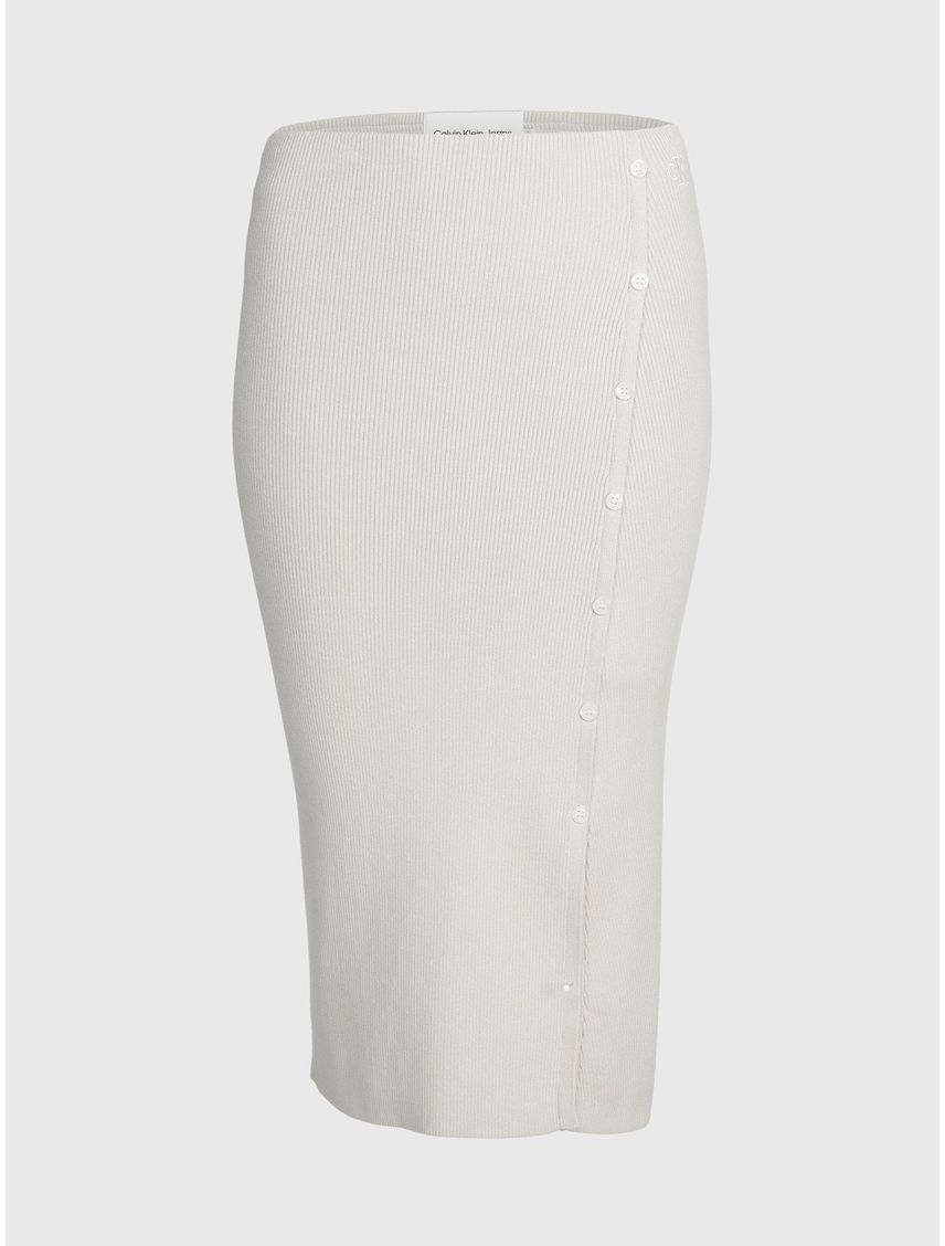 Falda Lápiz De Algodón Orgánico Calvin Klein Mujer Beige