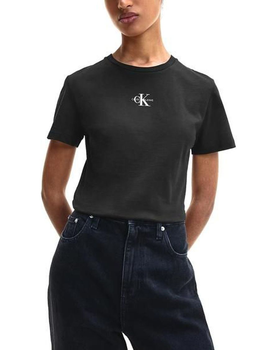 Camiseta negra slim con micro monograma
