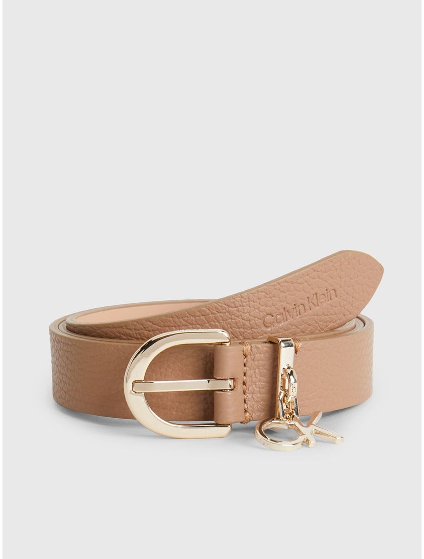 Cinturón Cuero Con Logo Mujer Chocolate Calvin Klein