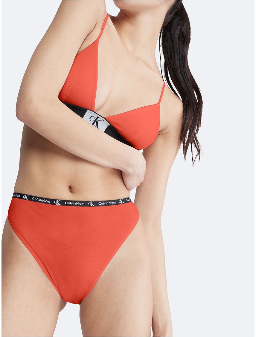 Pantie Naranja De Corte Alto Con Logo