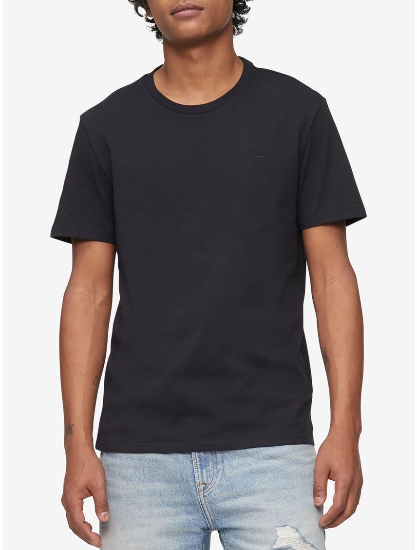 Camiseta Negro Manga Corta Smooth Algodón Solid Hombre N