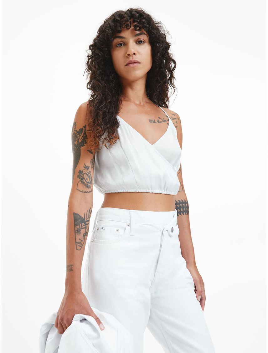 Crop Top Gris Con Logo Para Mujer