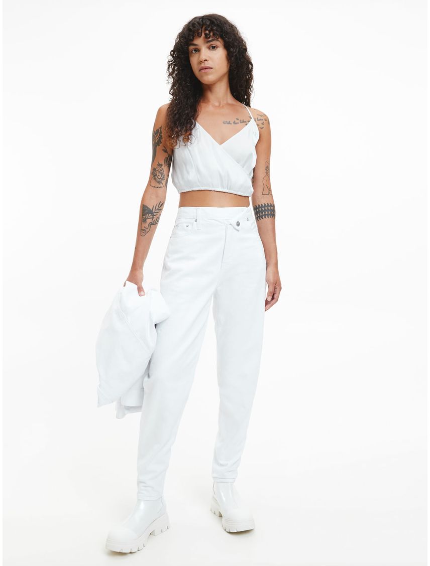 Crop Top Gris Con Logo Para Mujer
