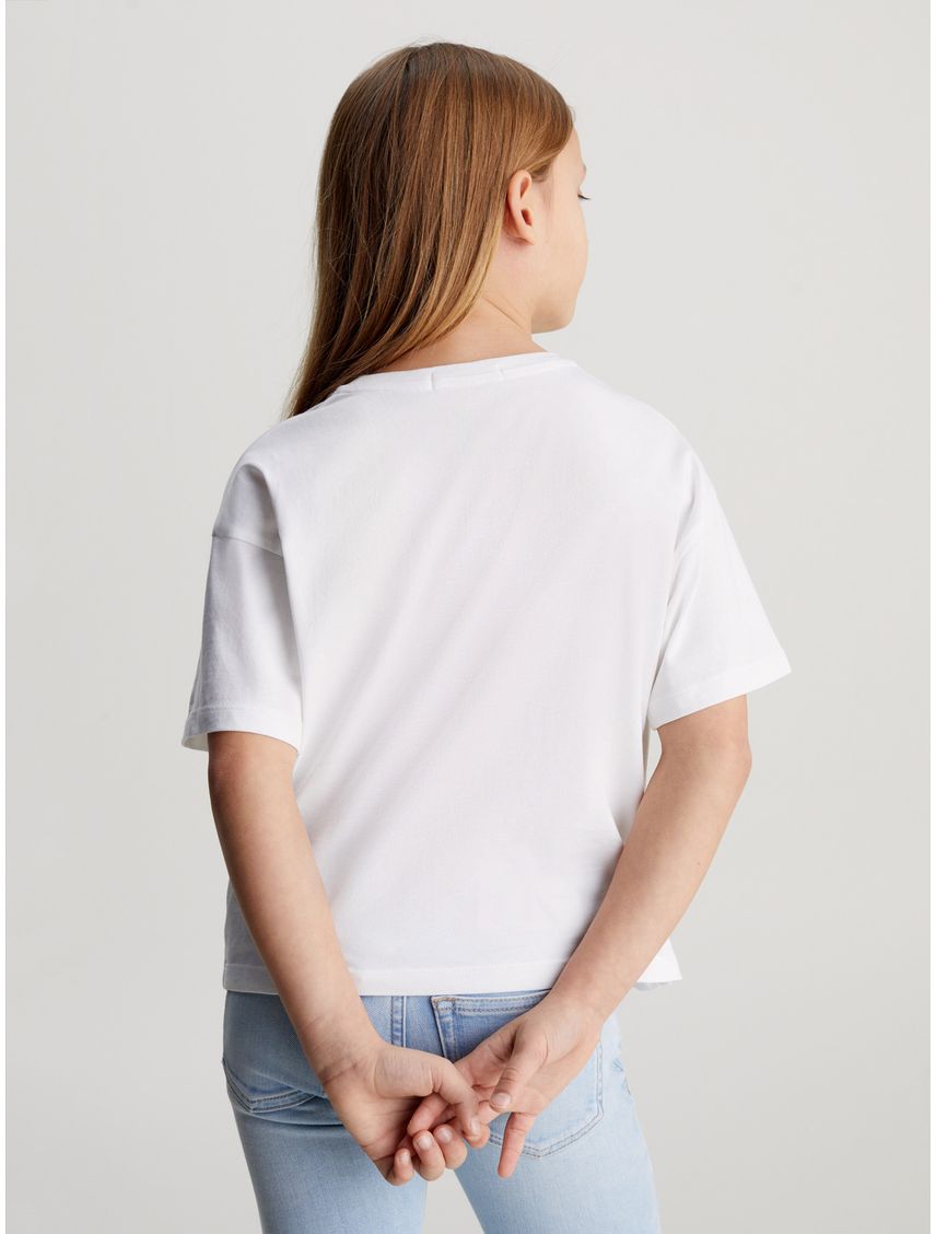 Camiseta blanca con monograma boxy para niña