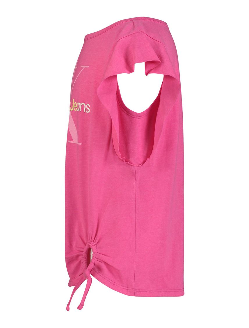 Camiseta rosa para niña con etalle e lazo