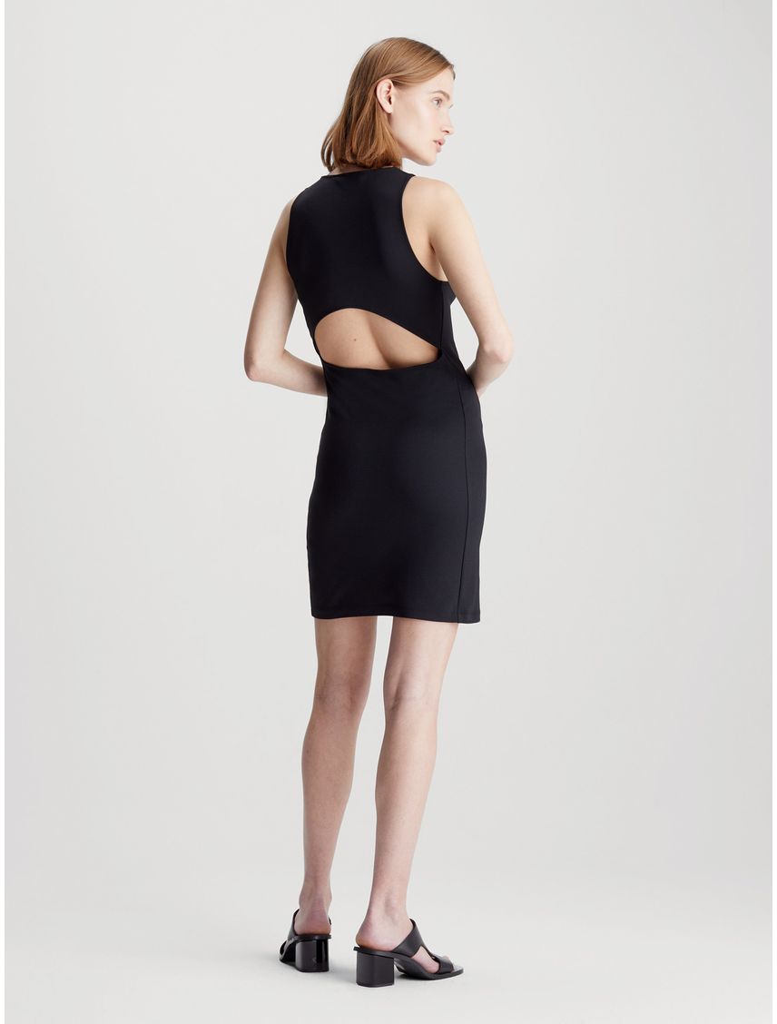 Vestido negro de punto milano con recortes