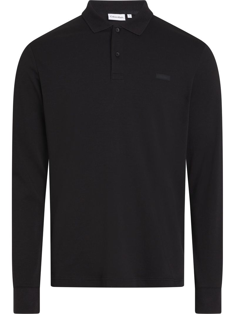 polo-negro-slim-manga-larga