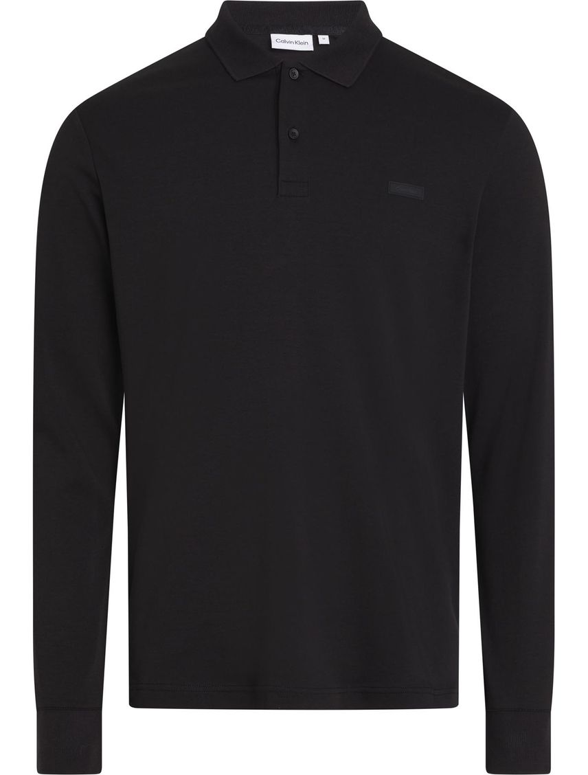 Polo Negro Slim De Manga Larga Para Hombre