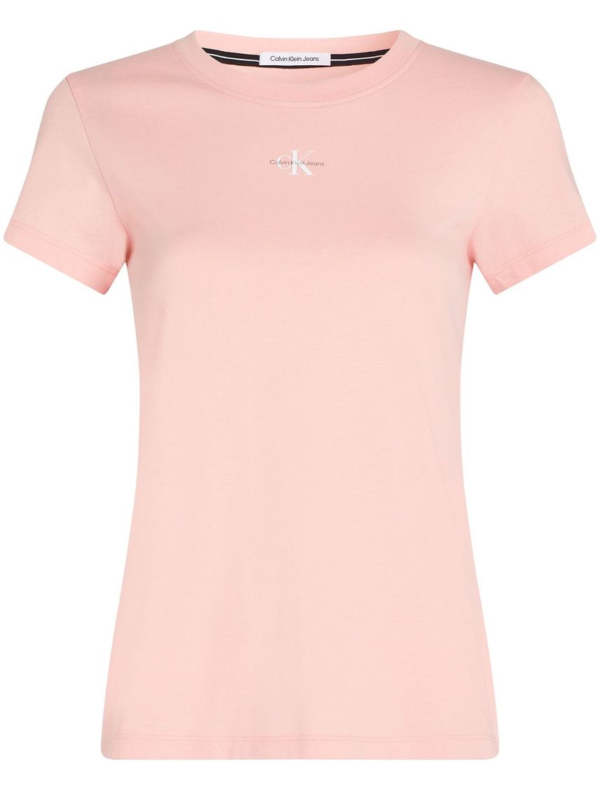 Camiseta rosada slim con micro monograma
