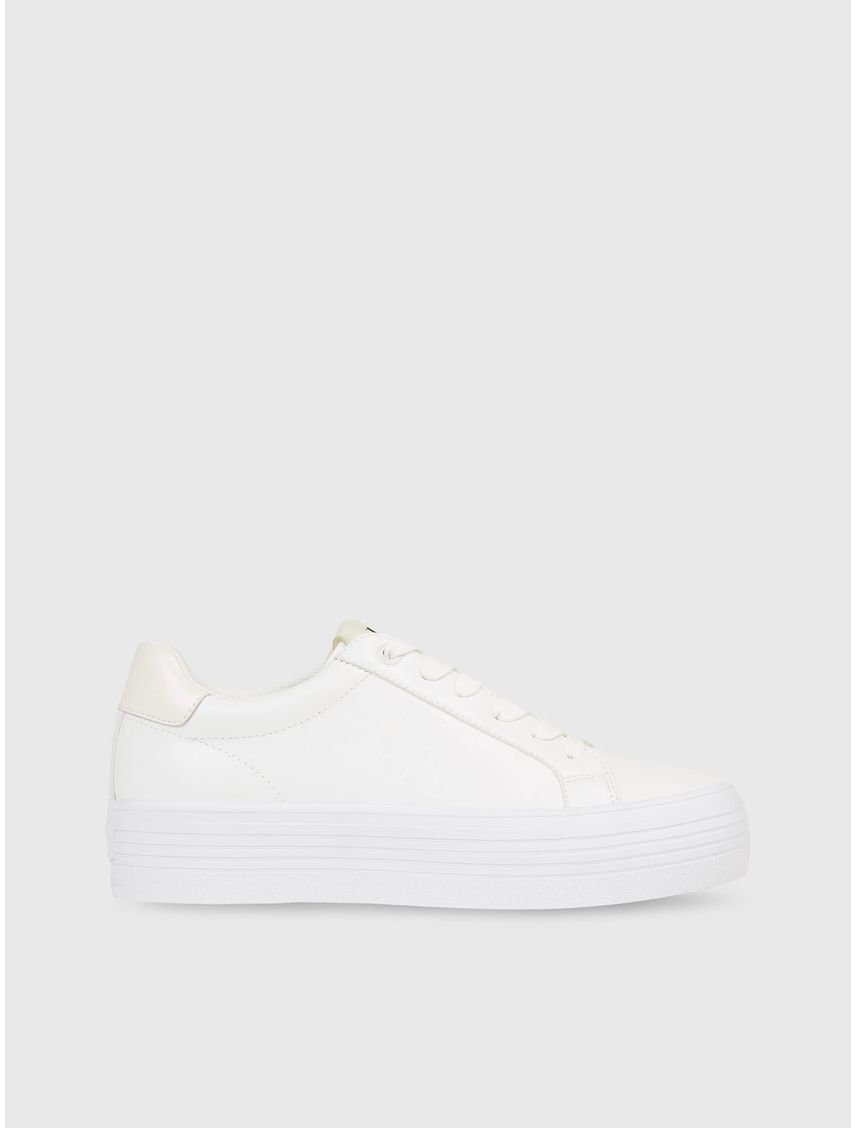 Zapatillas Blanco De Plataforma Cuero
