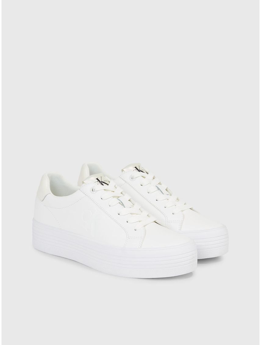 Zapatillas Blanco De Plataforma Cuero