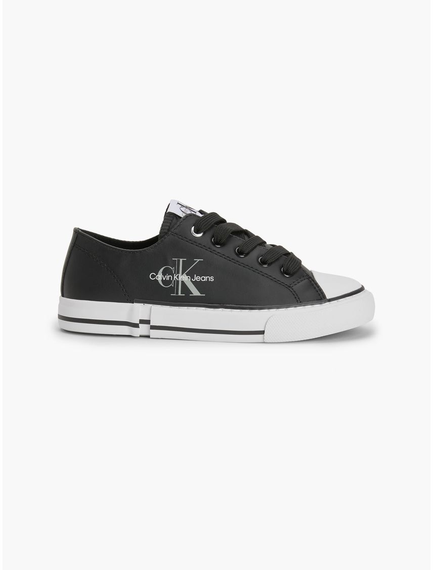 Tenis Bajas Con Logo Niño Negro Calvin Klein