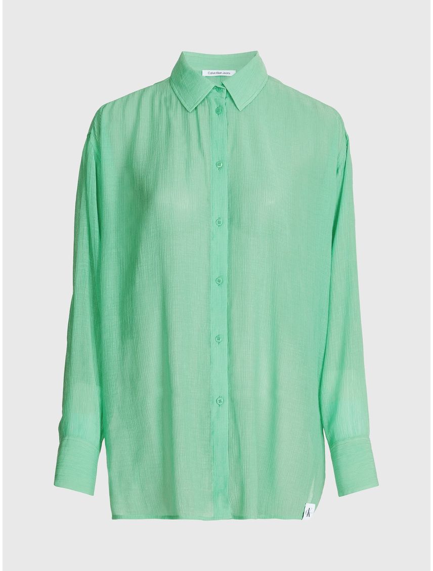 Blusa Verde Con Espalda Dividida De Rayón Arrugado
