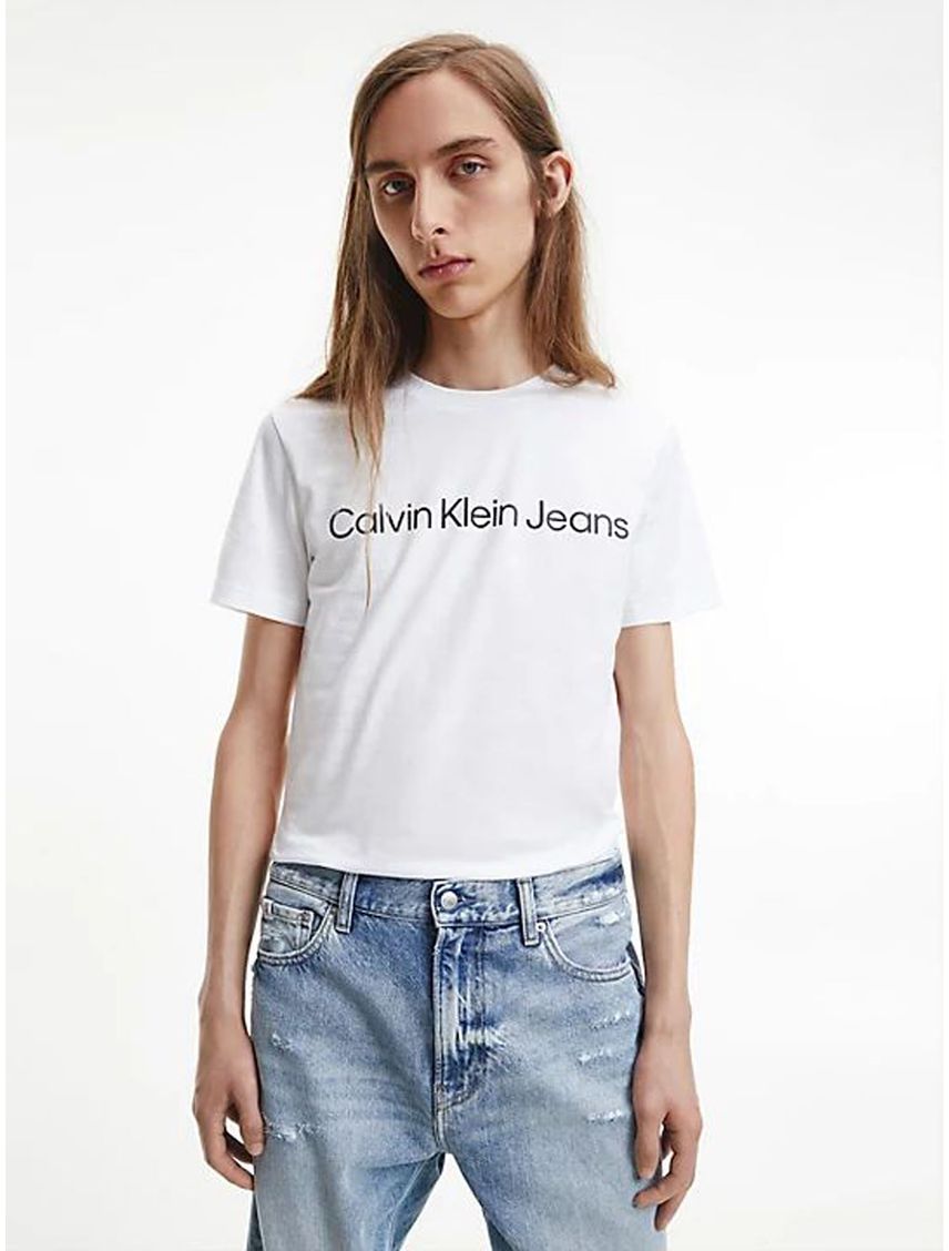 Camiseta Con El Logo Hombre Blanco Calvin Klein