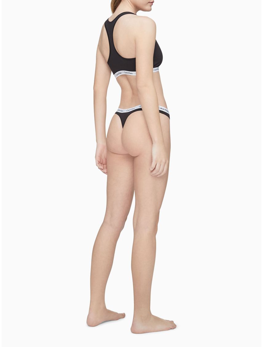 Panties Negro Algodón Tanga Mujer Calvin Klein