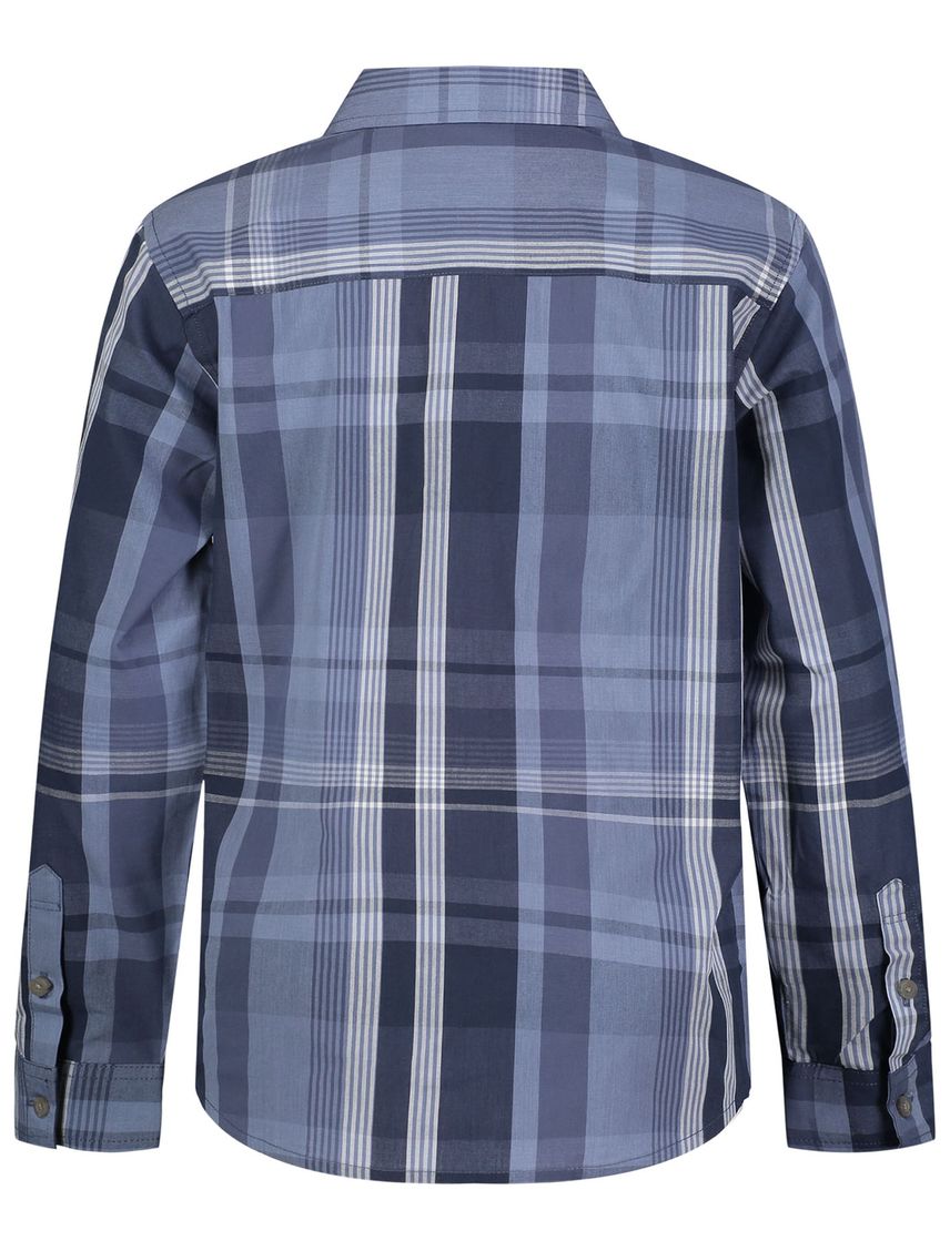 Camisa Azul Con Estampado De Cuadros Para Niño
