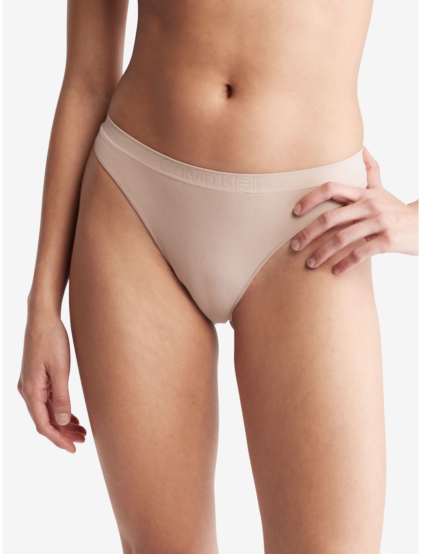 Tanga Con Logo Mujer Beige Calvin Klein