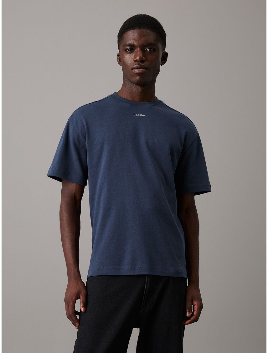 Camiseta Azul De Algodón Con Logo Nano Para Hombre