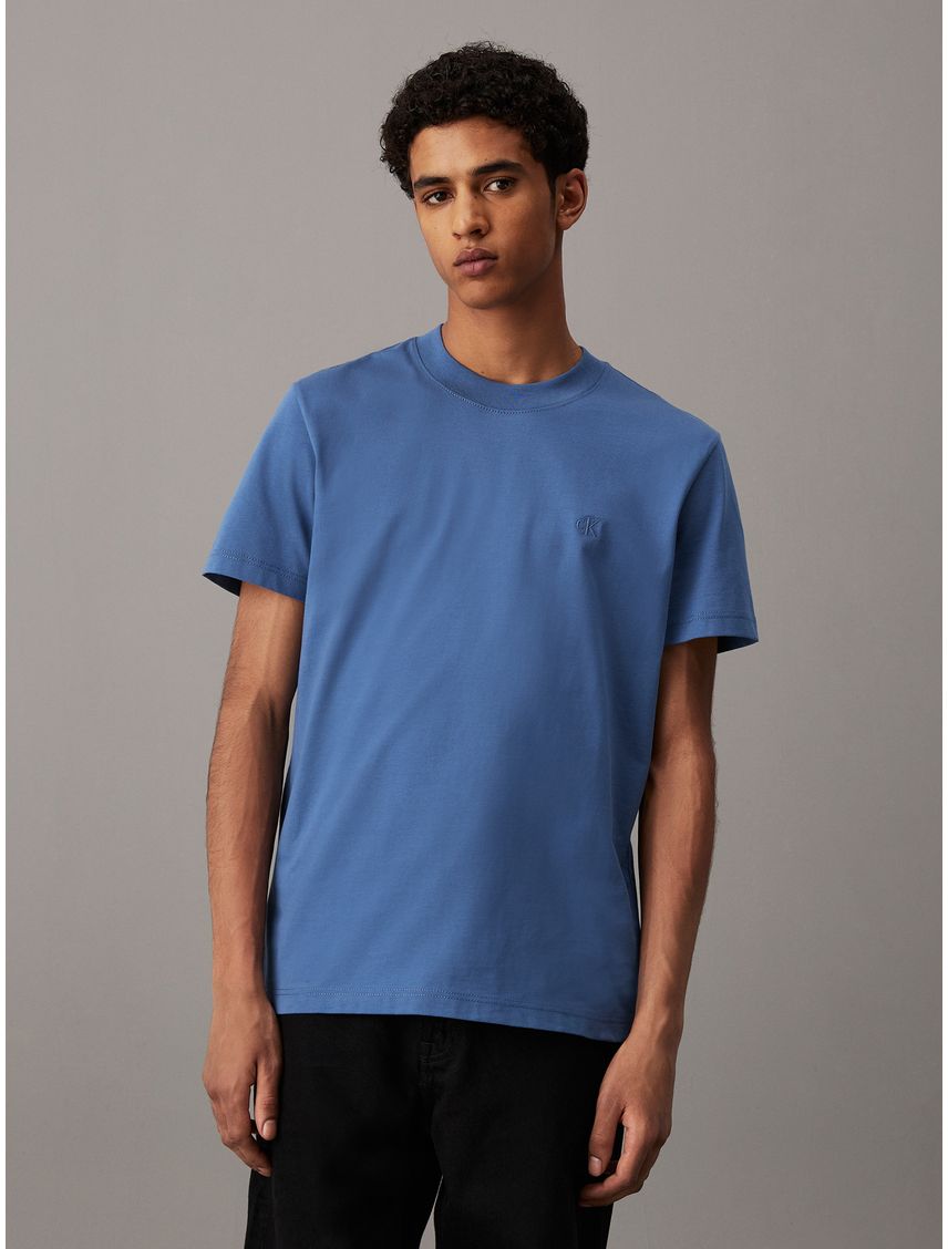 Camiseta azul de punto pesado