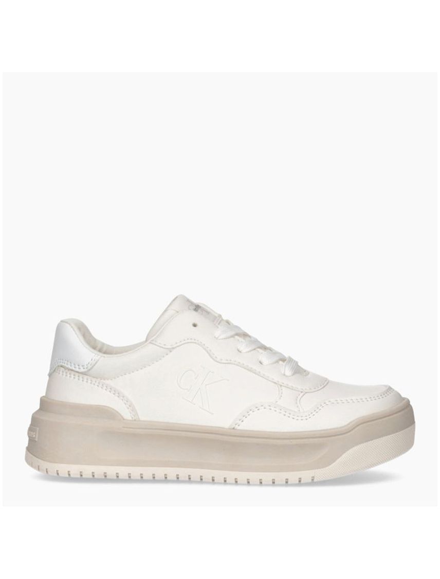 Tenis blanco low cut con cordones para niñas