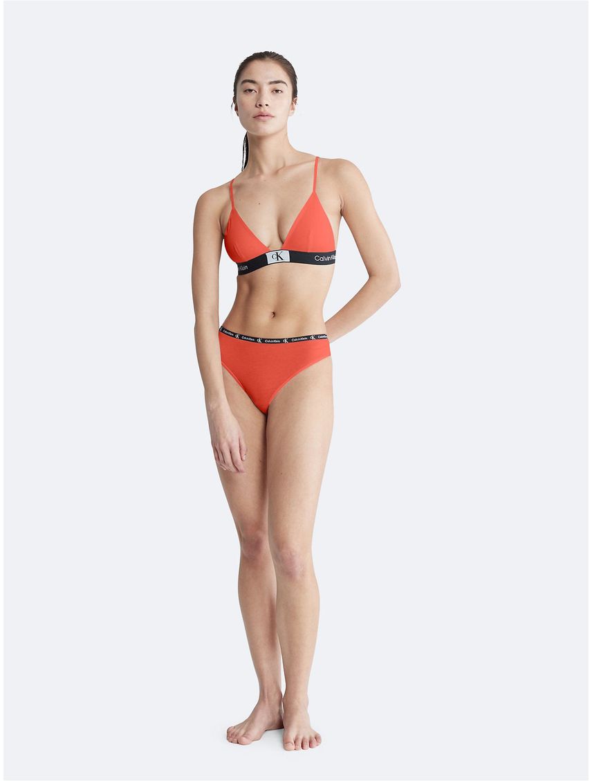 Pantie Naranja Tipo Tanga En Algodón Con Logo