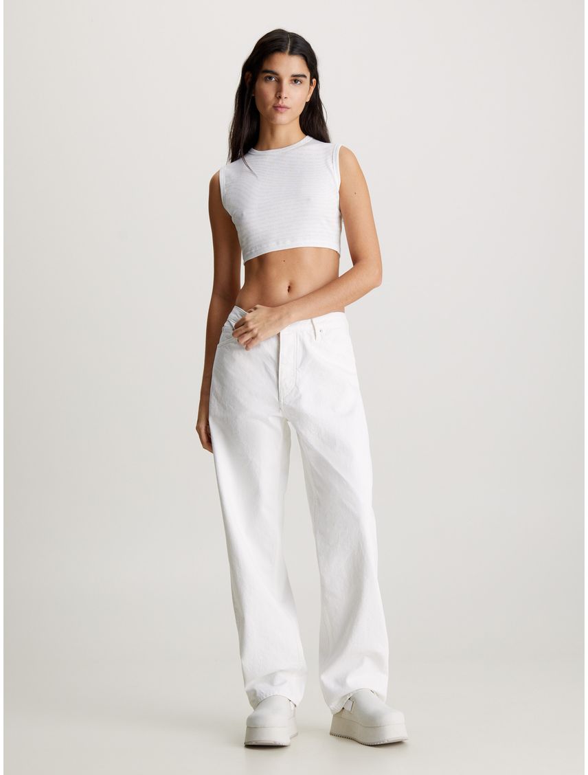Camiseta Blanca top cropped con estampado Para Mujer