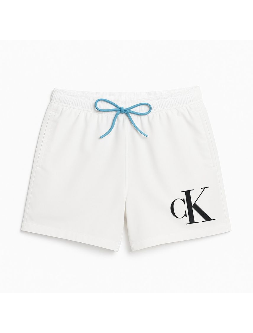Bermuda Blanco De Largo Medio Con Cordón - Ck Monogram
