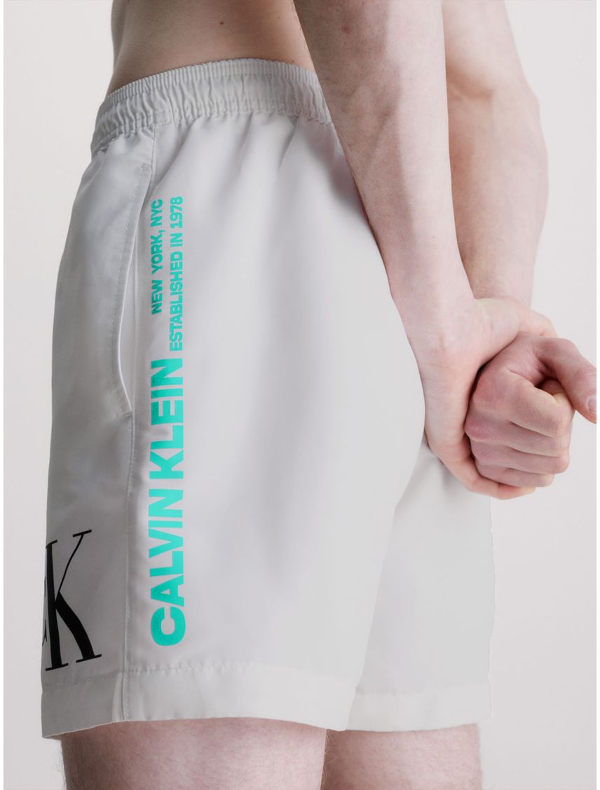 Bermuda Blanco De Largo Medio Con Cordón - Ck Monogram