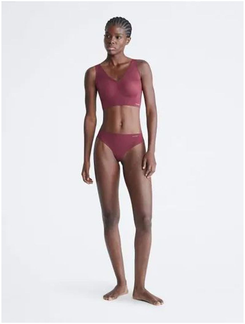 Pantie Vinotinto Tipo Tanga Invisible Con Logo En El Lateral