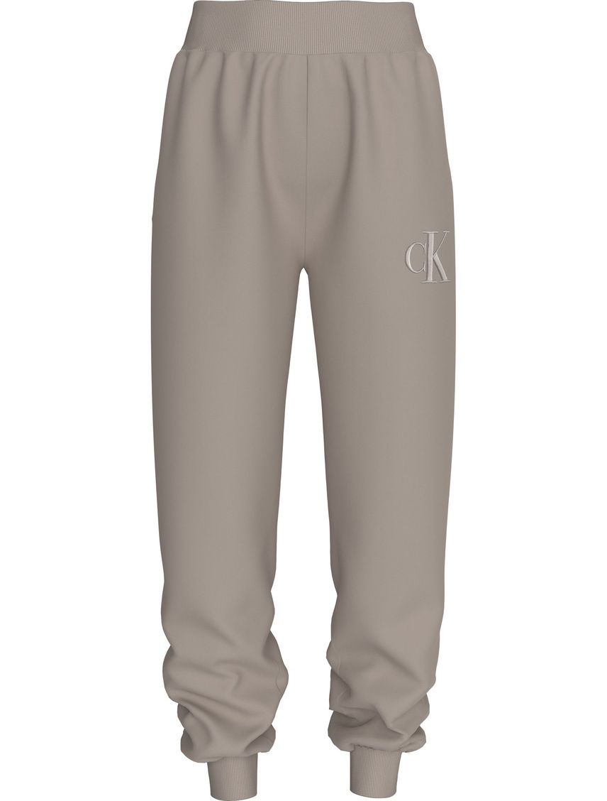 Pantalón beige e chánal e felpa con monograma
