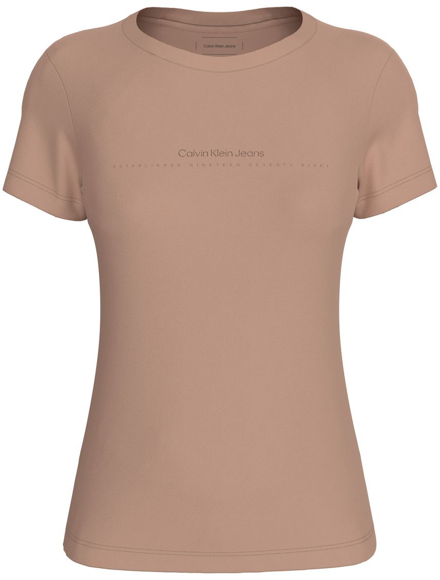Camiseta beige slim con logo