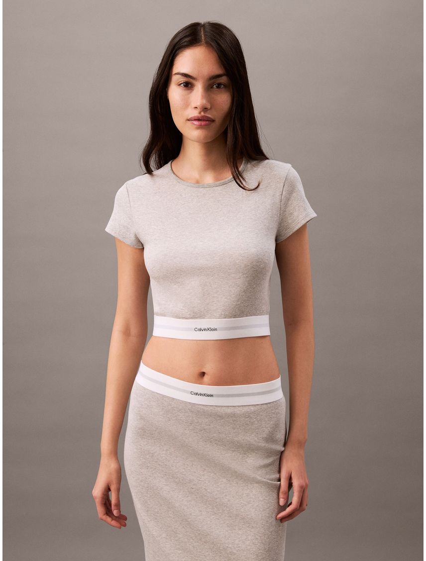 Camiseta multicolor e estar por casa croppe - Cotton Stretch Rib