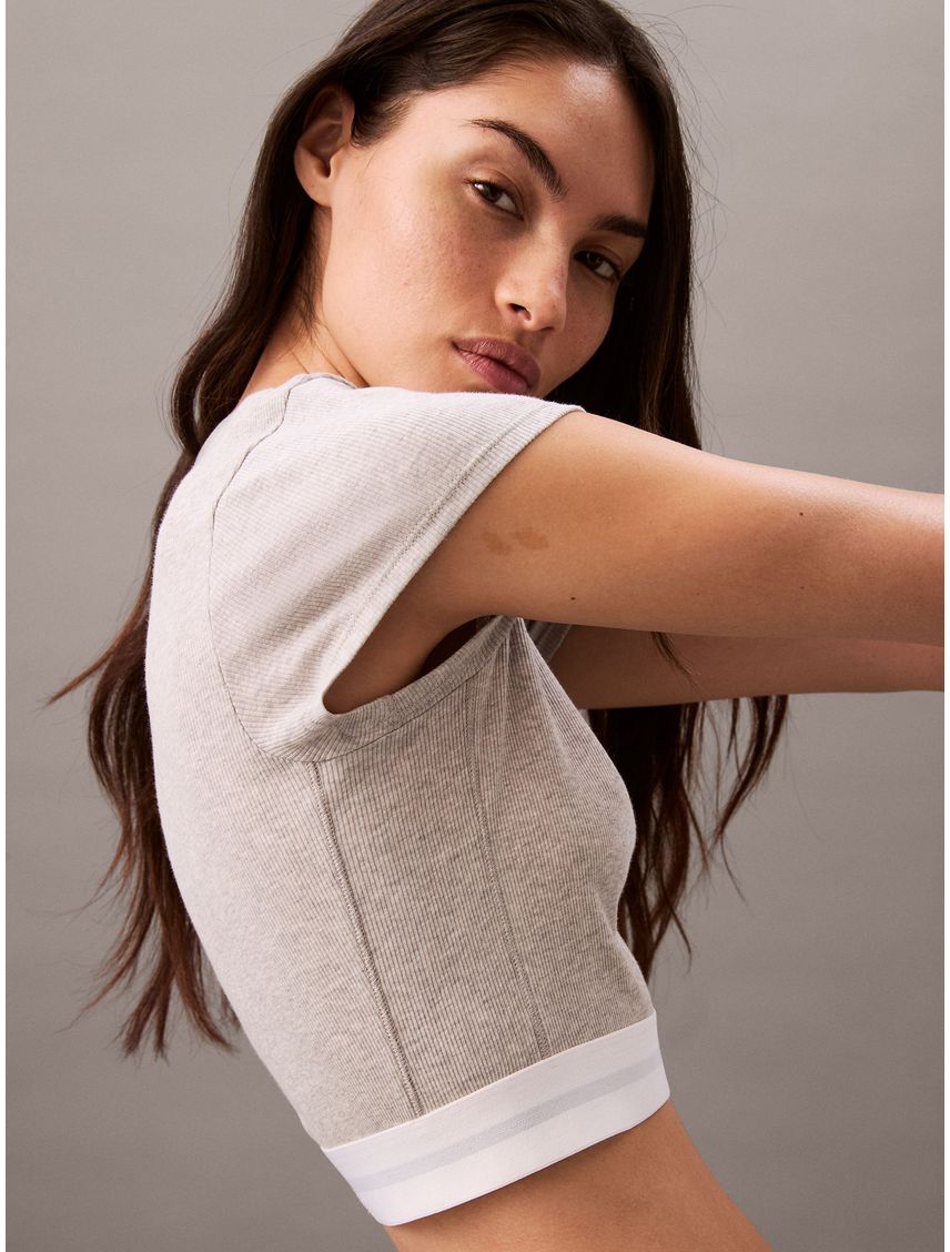 Camiseta multicolor e estar por casa croppe - Cotton Stretch Rib