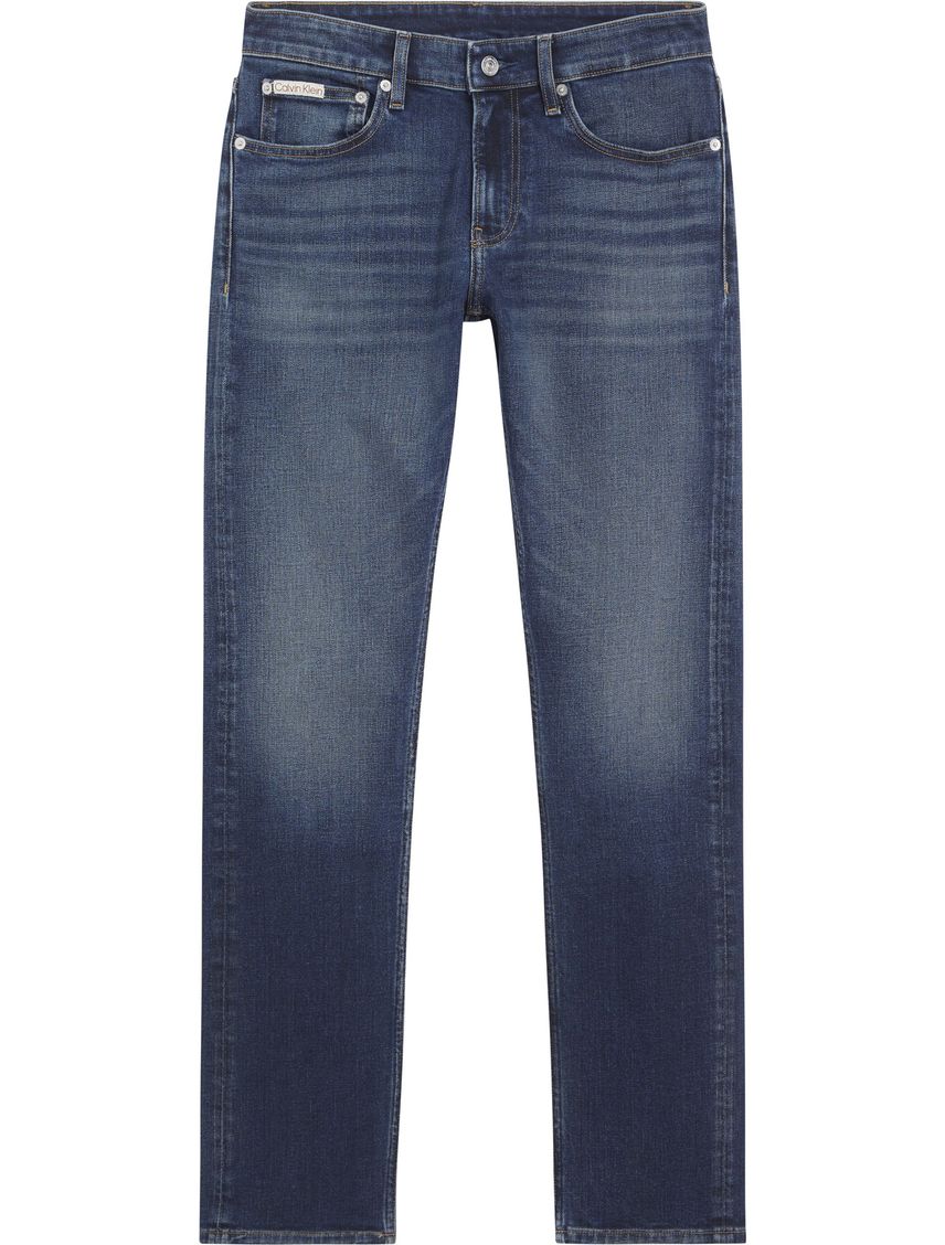 Jeans azul slim e talle meio