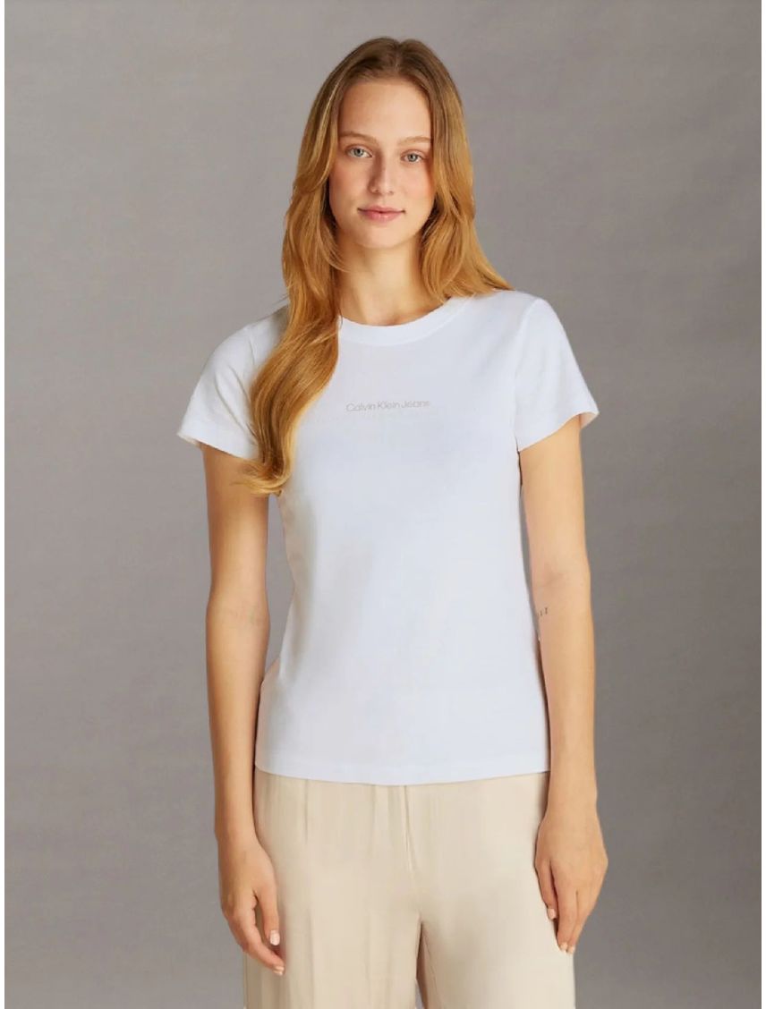 Camiseta blanca slim con logo