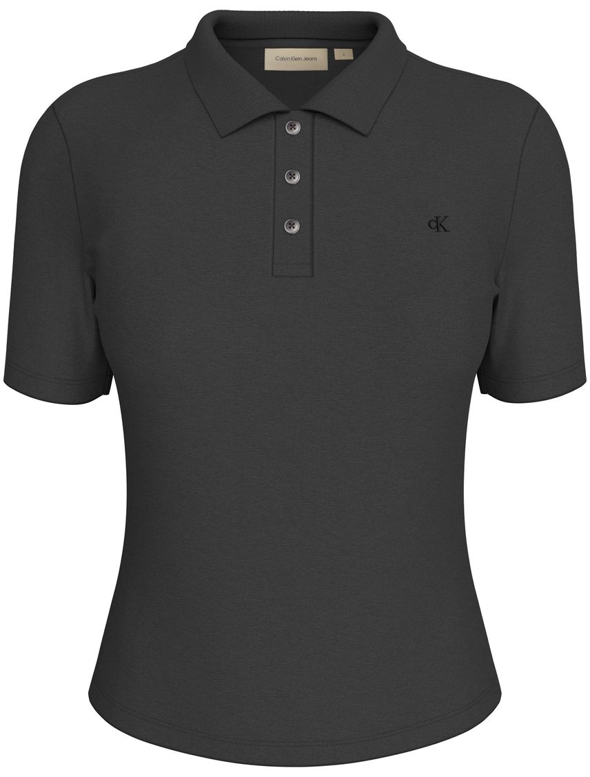 Polo negro slim e punto e algoón