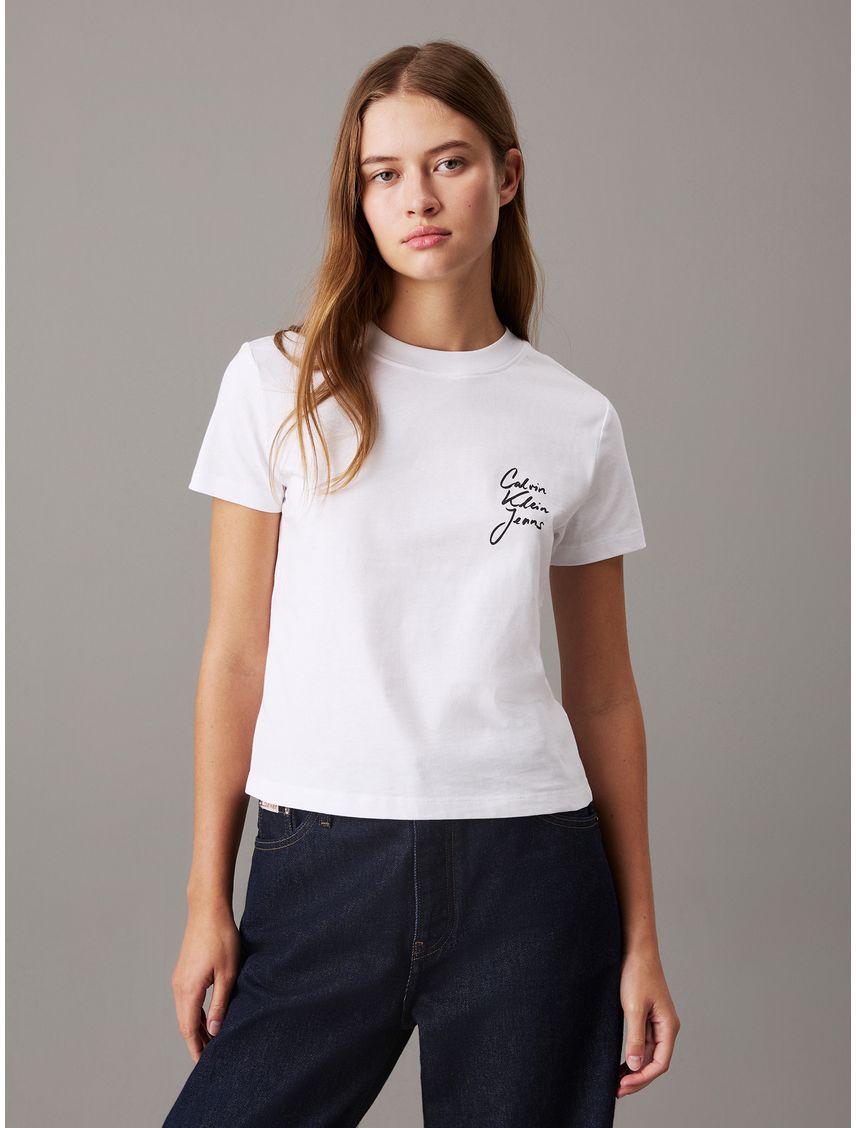 Camiseta blanca slim con logo