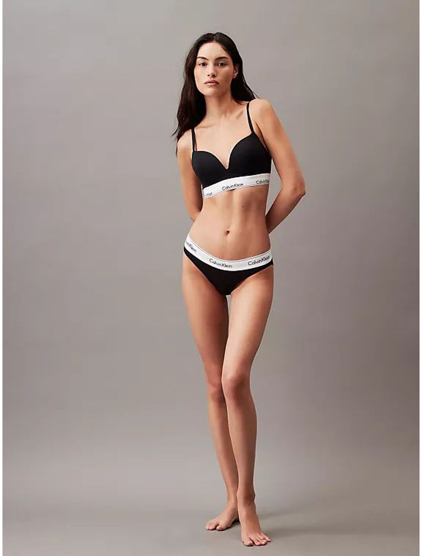 Brassier Negro Escotado Push Up - Modern Cotton