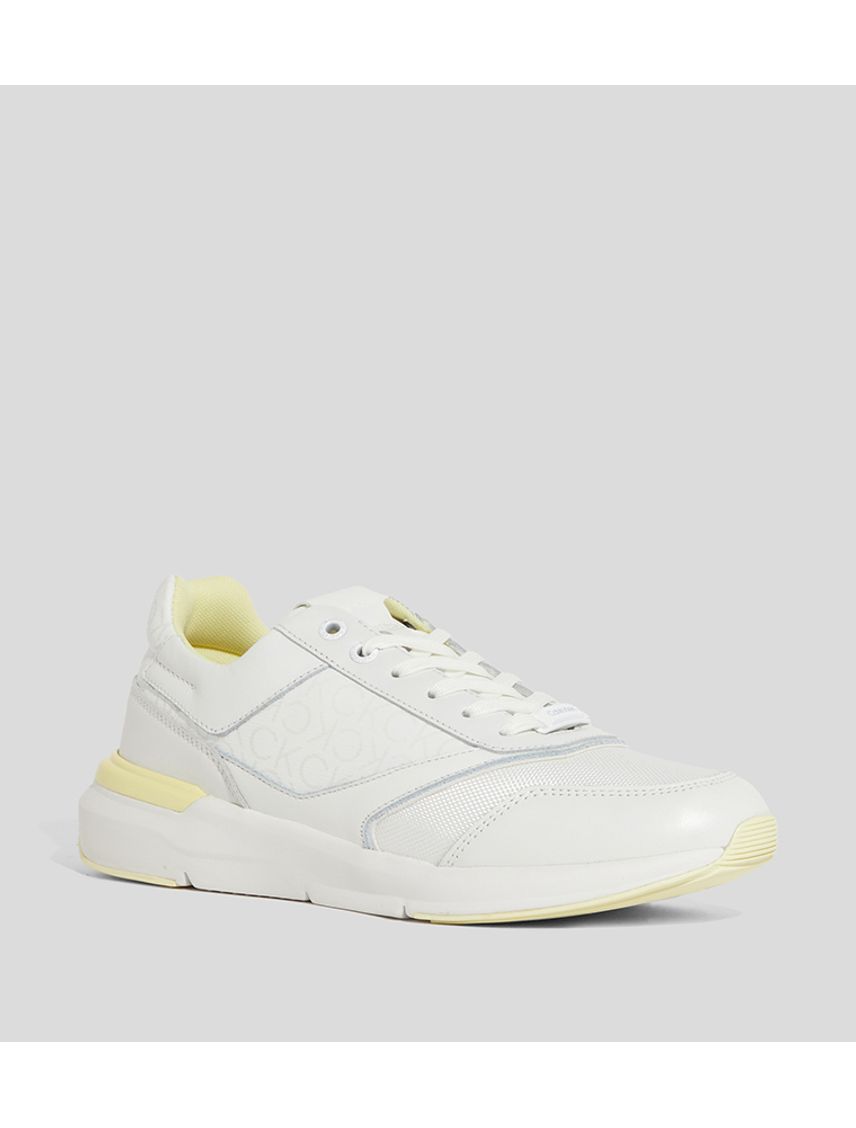 Tenis blanco runner lace up con monograma