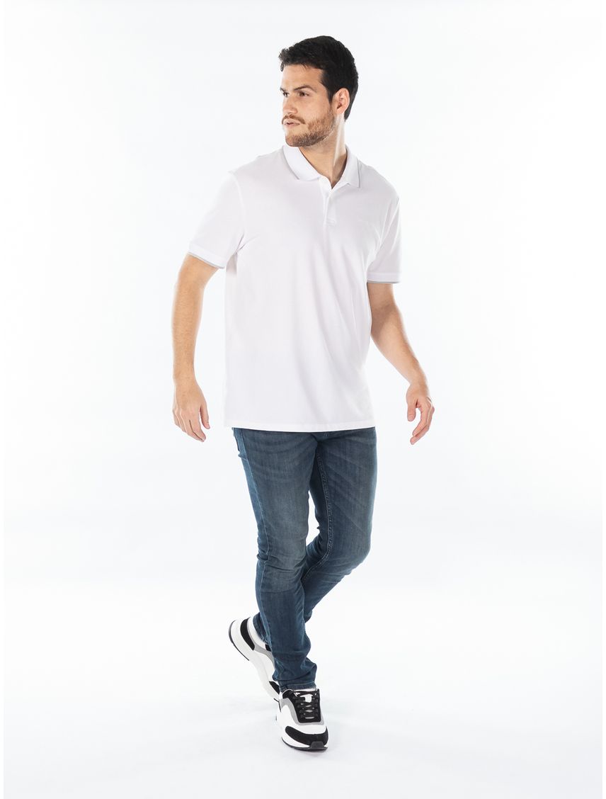 Polo blanco piqué e algoón