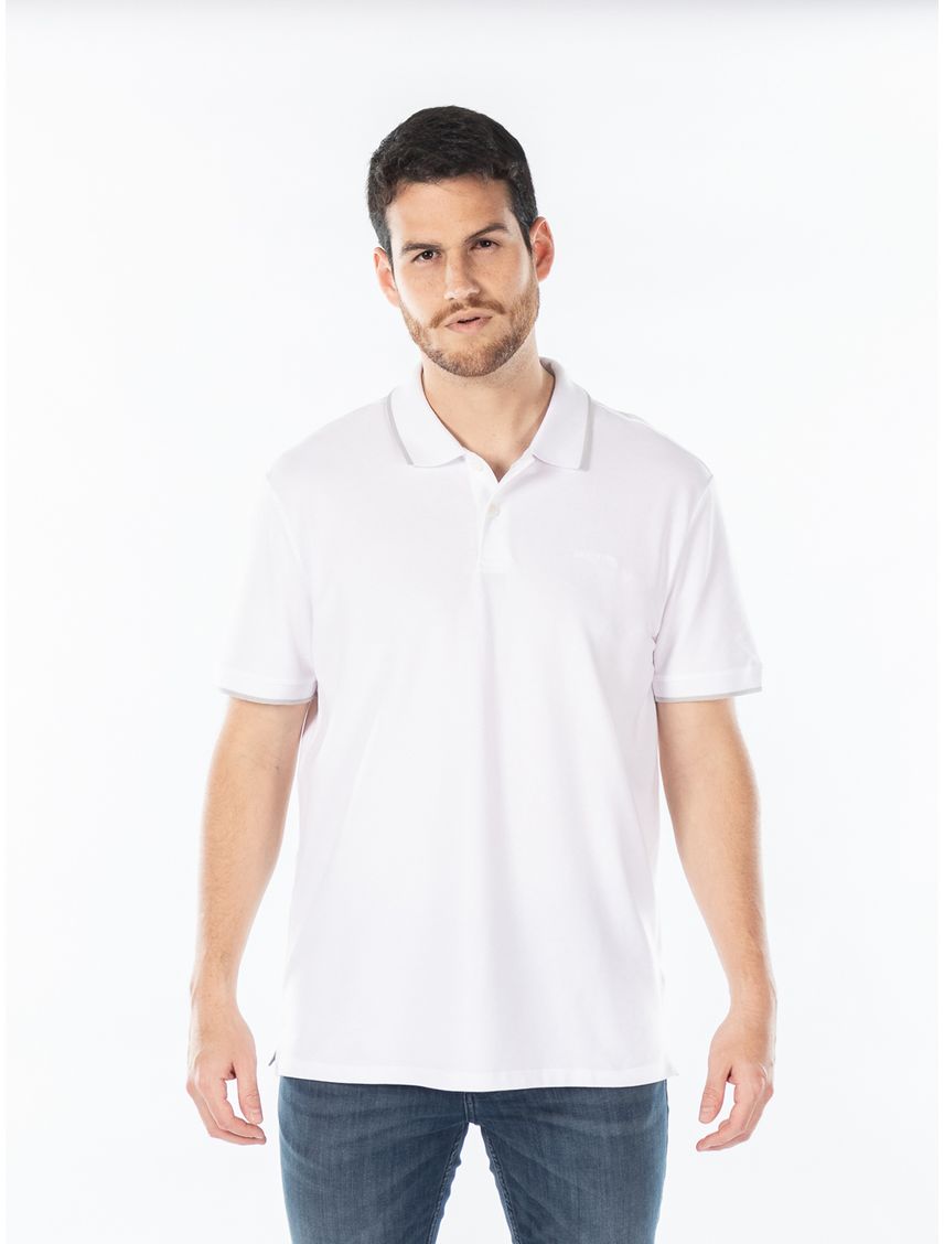 Polo blanco piqué e algoón