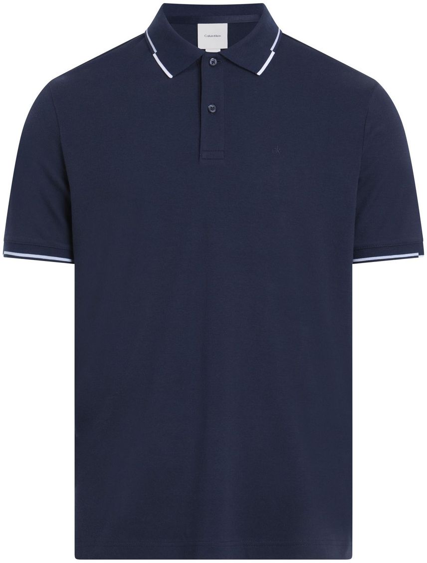 Polo azul slim con etalle en bores