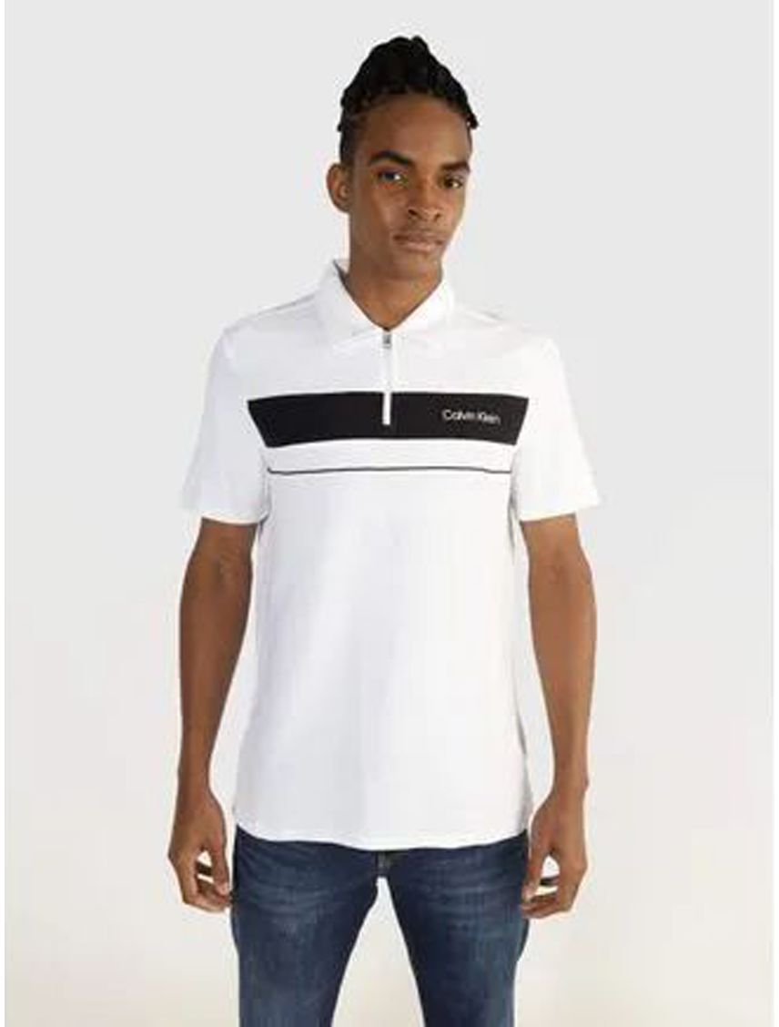 Polo blanco stanar con cremallera