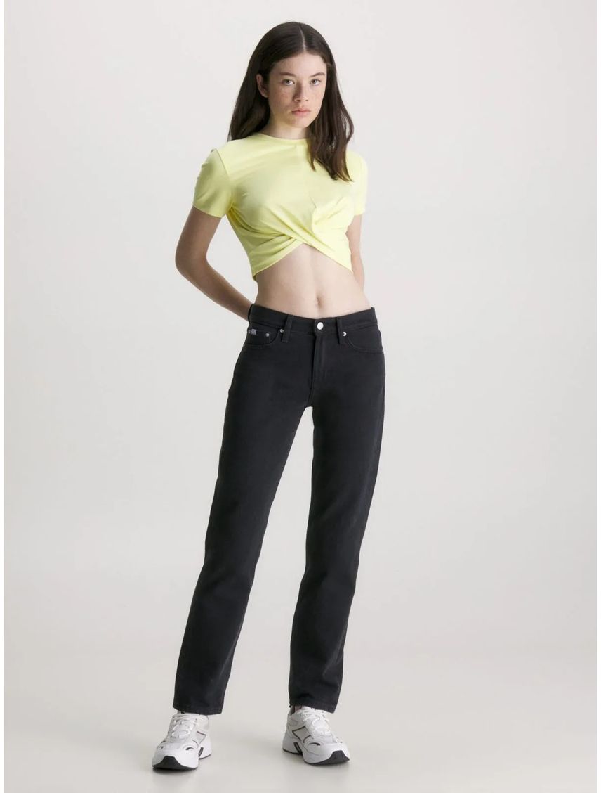 Camiseta Amarillo Cropped Con Twist