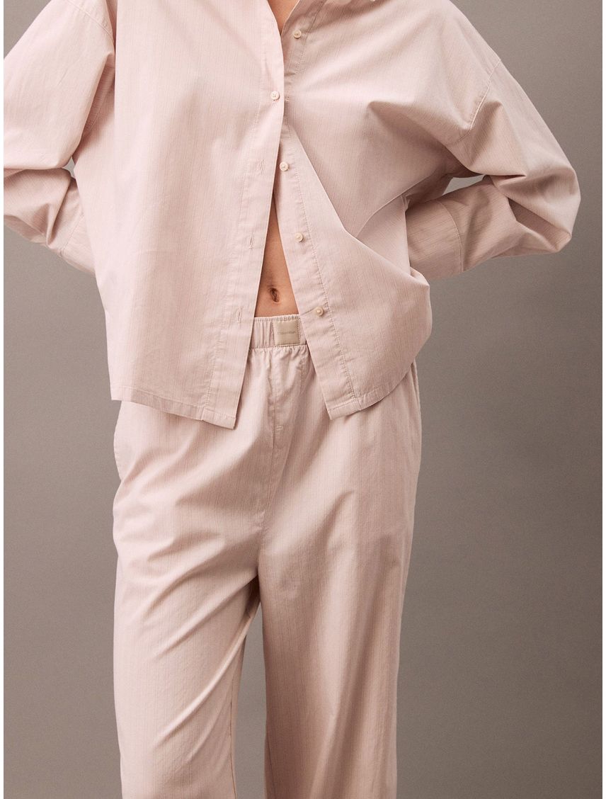 Pantalón Blanco Largo Ancho de Pijama Cotton Poplin