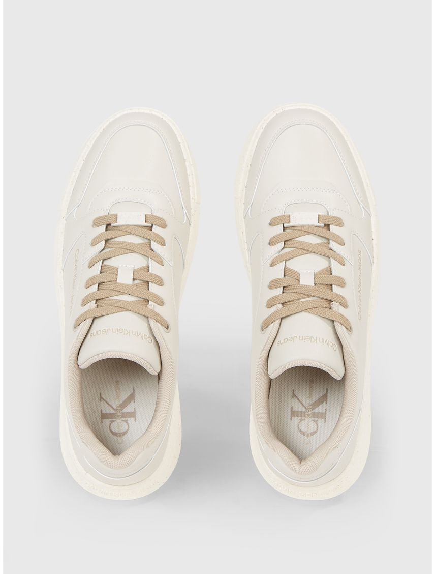 Tenis multicolor de cuero sintético