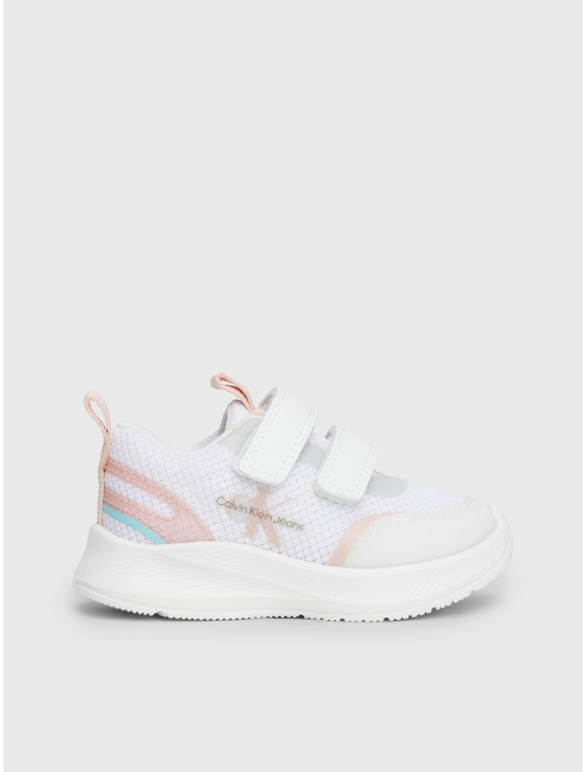 Tenis blanco deportivos para niña con velcro