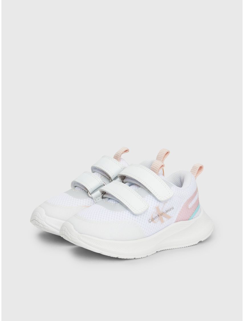 Tenis blanco deportivos para niña con velcro